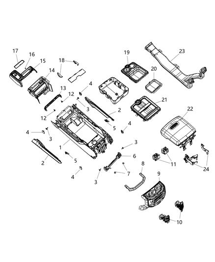 1993 Dodge Spirit Armrest Console Diagram for 5YM331X5AE
