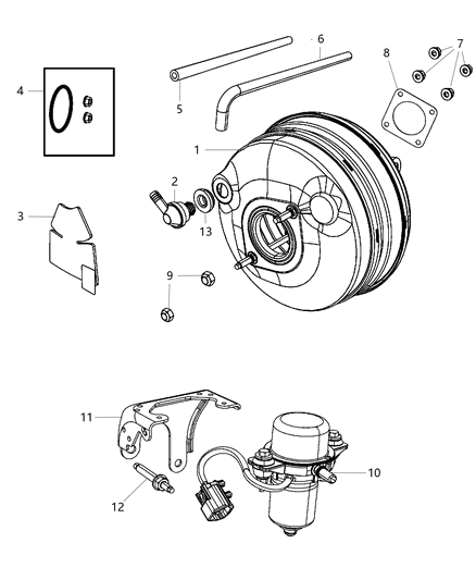 Booster Power Brake Diagram for 68064801AA