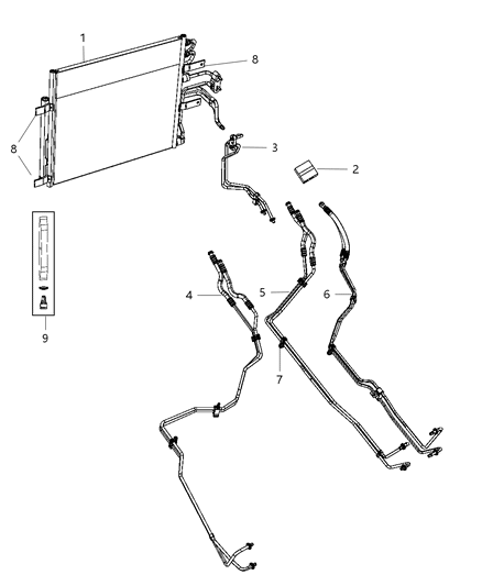 2004 Jeep Liberty Hose And Tube Oil Cooler Pressure And Return Diagram for 52014804AC