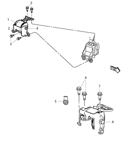 Insulator Engine Mount Includes Item 2 Bracket Diagram for 68195918AB