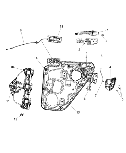 Cable Inside Handle To Latch Rear Door Diagram for 68079301AA