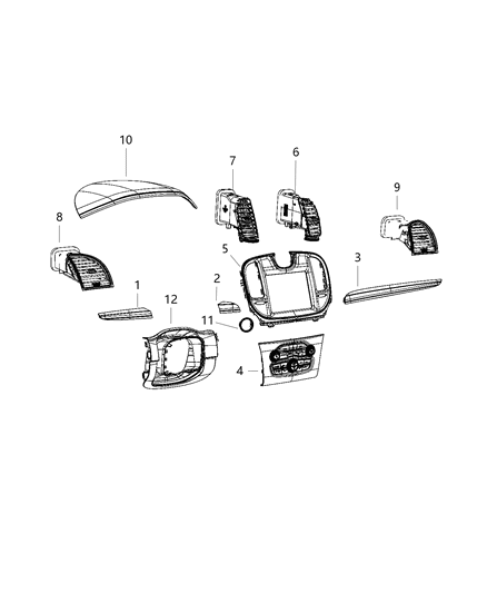 2020 Chrysler 300 Bezel Hood Diagram for 5ZC69ML2AB