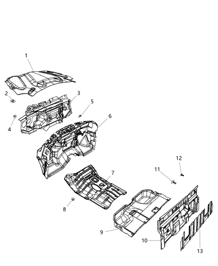 2006 Jeep Liberty Insulation Dash Panel Engine Compartment Diagram for 68204728AB