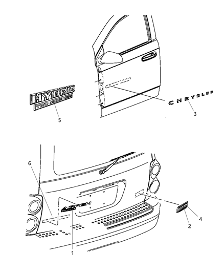 2009 Chrysler Aspen Nameplate Fender Mounted Diagram for 68032307AA