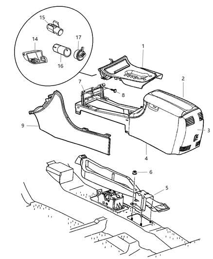 2011 Ram Dakota Bezel Console Shifter Diagram for SG301K9AC