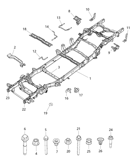 Rail Kit Left Front, Driver Side Diagram for 68209551AA