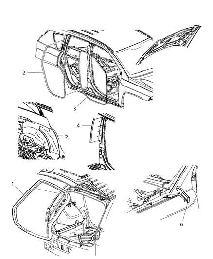 2010 Dodge Charger Weatherstrip Liftgate Opening Diagram for 5074641AG