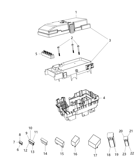2018 Chrysler 300 Power Distribution Center Intelligent Power Assembly Diagram for 68264524AD
