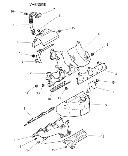 Nut Exhaust Manifold Diagram for MR224500