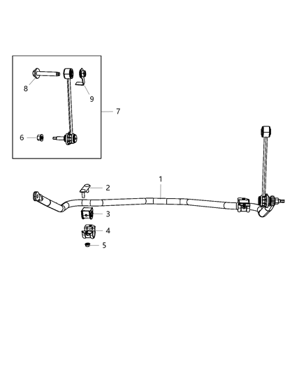 1990 Jeep Cherokee Retainer Stabilizer Bar Bushing Diagram for 68191334AA