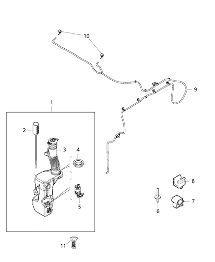 2017 Jeep Compass Hose Windshield Washer Mounts To Left Side Of Washer Pump #5 Diagram for 68256046AA