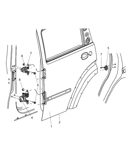 2009 Dodge Nitro Hinge Door Lower Diagram for 55360919AG