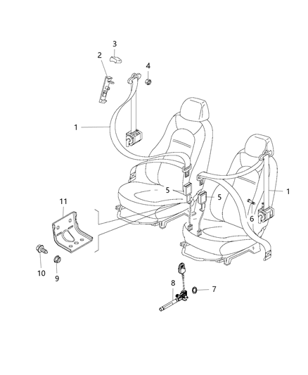 1990 Jeep Comanche Cover Adjustable Turning Loop Diagram for 68125366AA