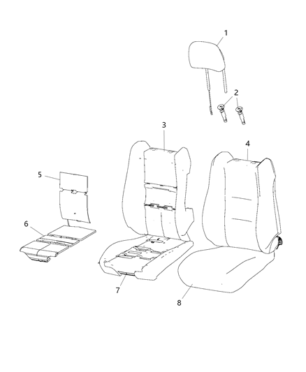 2020 Dodge Durango Cover Front Seat Back Diagram for 6QK23LR9AA