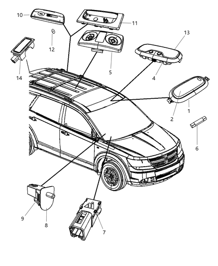 1999 Chrysler Town & Country Bezel Flashlight Diagram for 1LZ48DK7AA