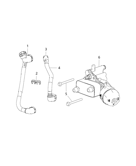 Hose And Tube Engine Coolant To Oil Cooler Inlet Diagram for 68286226AA