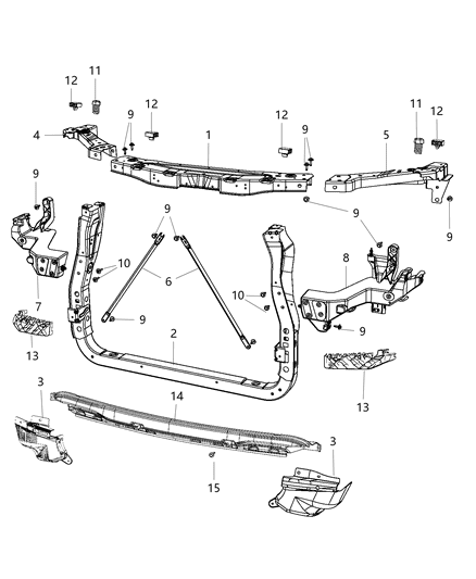 Crossmember Radiator Diagram for 5156110AB