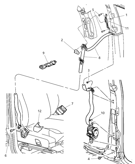 1994 Dodge Ram 3500 Cover Seat Belt Anchor Diagram for 1FS68BD5AA