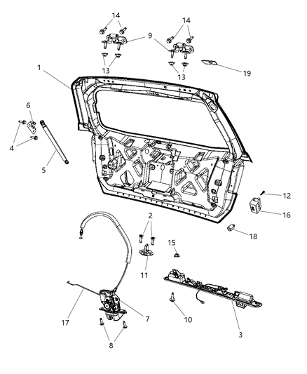 Liftgate Includes Plastic License Plate Panel Diagram for 1DA24TZZAE