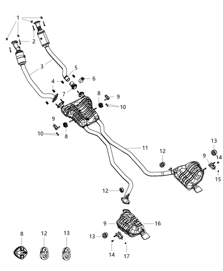 Resonator And Tailpipe Exhaust Diagram for 4578966AA