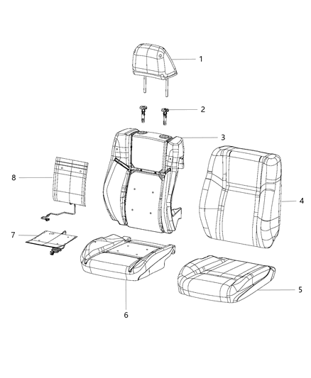 1984 Dodge B350 Headrest Front Diagram for 5YB71LA8AA