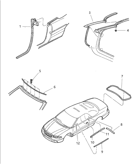 Retainer Weatherstrip Diagram for 4724330AC