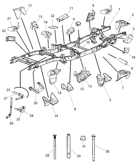 2010 Dodge Ram 3500 Bracket Spring Rear Diagram for 68055240AA