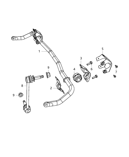 2015 Dodge Challenger Stabilizer Bar Front Diagram for 68235661AB