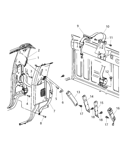 Seat Belt Front Center Diagram for 5KP94XDVAB