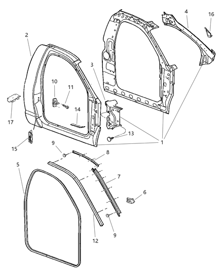 Retainer Bodyside Seal Diagram for 55276201AC