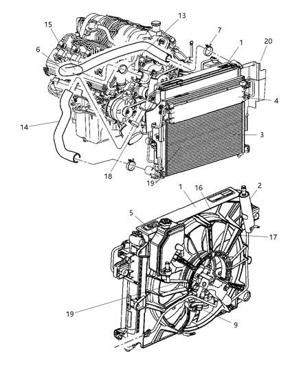 Fan Module Radiator Cooling Diagram for 5159121AE