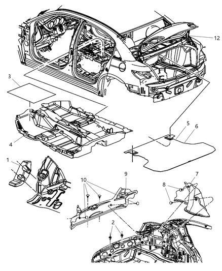 1987 Dodge D250 Carpet Decklid Diagram for 1LE12VXLAA