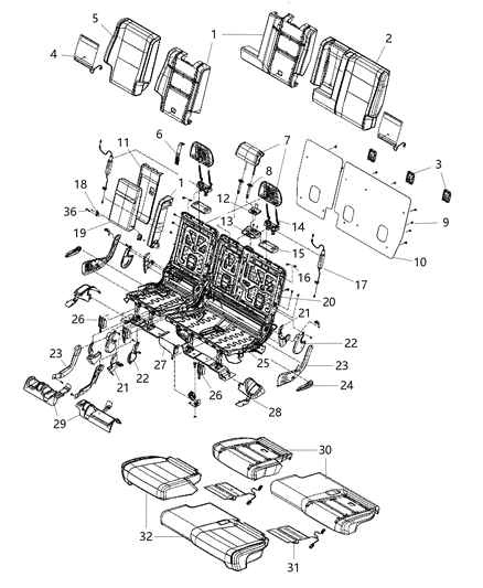 Cover Rear Seat Cushion Diagram for 6UP61PS4AA