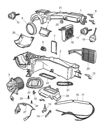 Tube Evaporator Housing Drain Diagram for 56000724AB