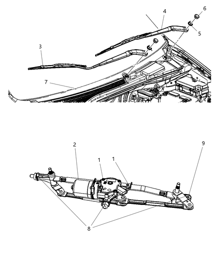 2001 Chrysler 300M Blade Front Wiper Diagram for 68028443AA