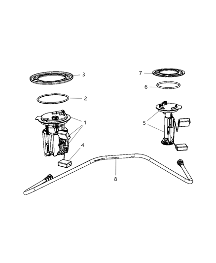 2008 Jeep Compass Module Kit Fuel Pump/Level Unit: Pump, Unit, O-Ring Diagram for 5183202AB