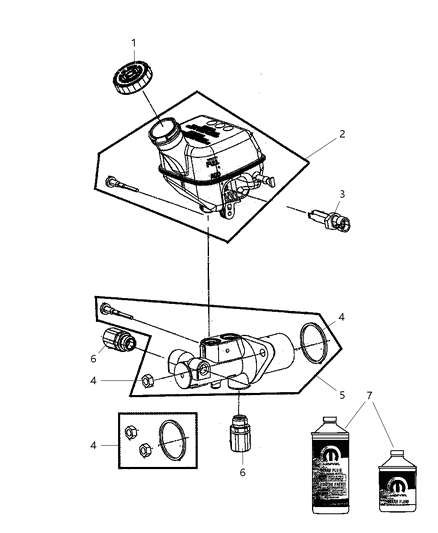 Master Cylinder Brake Diagram for 5142507AA