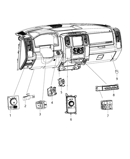 Switch Instrument Panel Diagram for 68247650AA