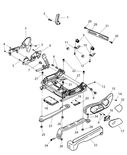 1996 Jeep Grand Cherokee Adjuster Power Seat Diagram for 68020713AA
