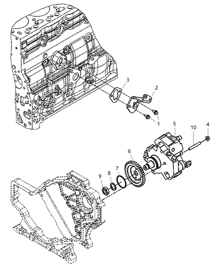 Pump Fuel Injection Diagram for 5104877AA