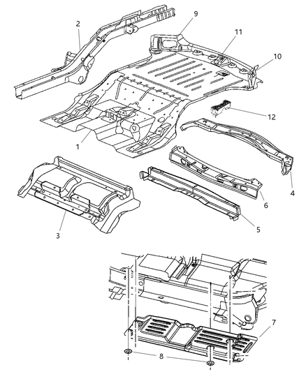 1996 Jeep Grand Cherokee Crossmember Rear Floor Diagram for 55396186AC