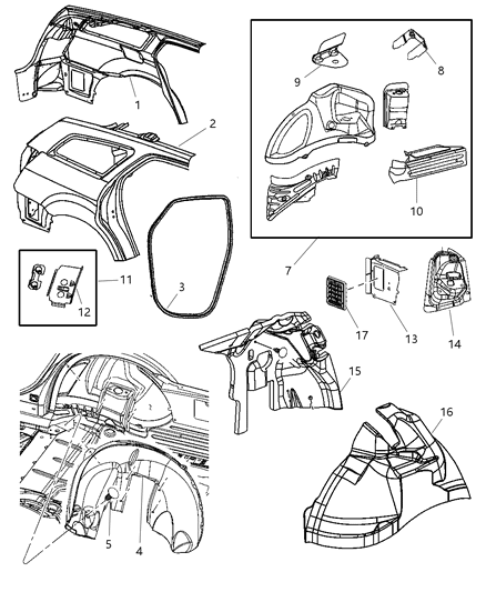Exhauster Quarter Panel Diagram for 5065432AA