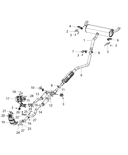 Pipe Exhaust Front Diagram for 68110128AB