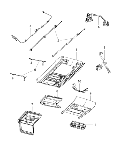 1997 Chrysler Cirrus Console Overhead Diagram for 1KM36HDAAA