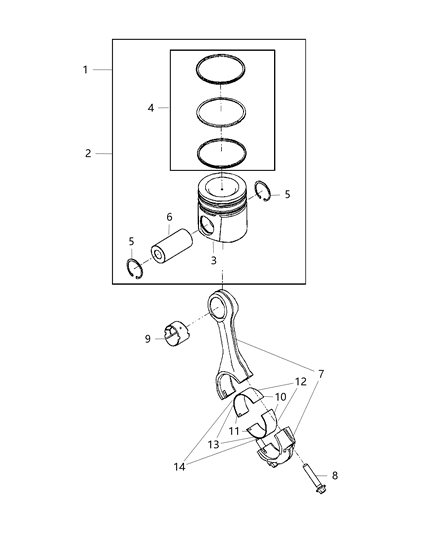 Piston Pin And Rings .50Mm Outside Diagram for 68067120AA