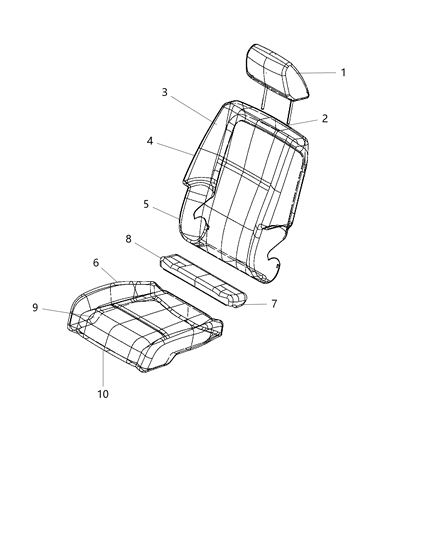 2001 Chrysler Town & Country Headrest Front Diagram for 1UL36DW1AA
