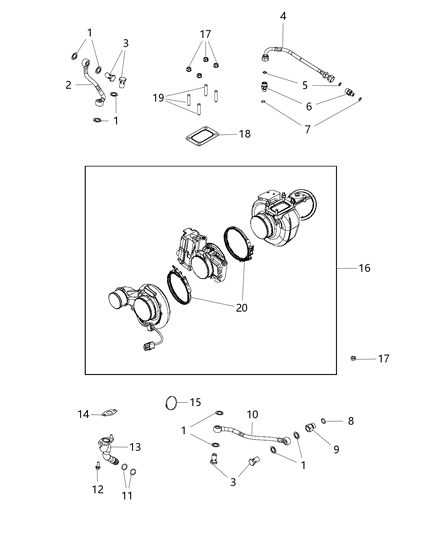 2000 Chrysler Grand Voyager Turbocharger Diagram for 68027068AA