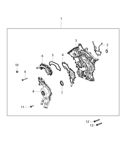 2015 Jeep Grand Cherokee Cover Chain Case Diagram for 5184495AK