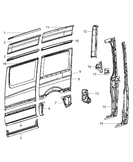 2016 Ram ProMaster 3500 Panel Bodyside Rear Diagram for 68009170AA