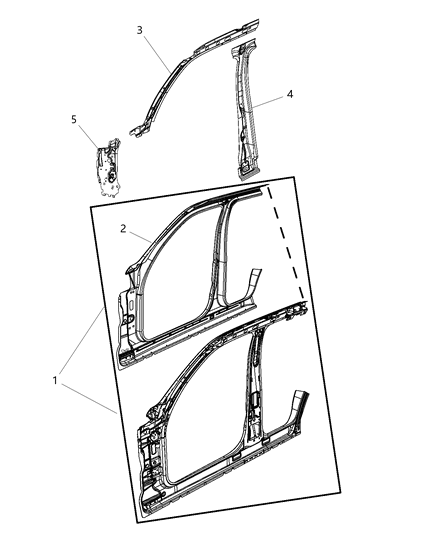 2012 Ram 2500 Panel Package Bodyside Aperture Front Front Outer Panel Only Diagram for 68030749AA